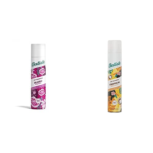 Image of Batiste Dry Shampoo in Blush, Floral & flirty Fragrance, No Rinse Spray, 350ml & Dry Shampoo in Tropical, Coconut & Floral Fragrance, No Rinse Spray, 350ml