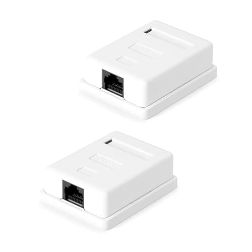 Image of Oiieco 2 Pack Surfaces Mount Box, CAT 6A Shielded RJ45 Socket Junction Box, 1 Port 10 Gbit/s Ethernet Network LAN Wall Socket for Office, Home & Industrial Wiring