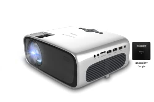Image of Philips NeoPix Ultra One+ - True Full HD Projector with Android TV Dongle, Chromecast Built-in and Two HDMI Ports, Grey