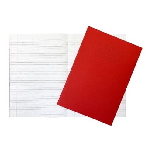 Image of Janrax Pack of 10 A4 Red 80 Page Feint Ruled with Margin Exercise Books WF Paper with 225gsm Manilla Cover