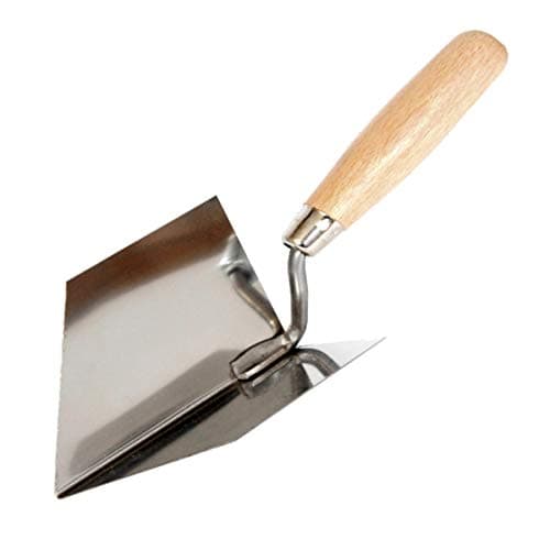Image of Toolty Stainless Steel Lining, Plastering Trowel - Internal Corner Trowel - 120x75mm - Wooden Handle - for Brickwork and Plastering - DIY - TLTY-0807