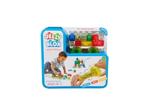 Image of Jelly Blox Vehicle Kit - Includes 35 Blocks - Toddler & Preschool Building Blocks Kids Can Squeeze, Stretch, Squish - Safety Tested & Ouch-Free - Tactile, Sensory Play Toy for Ages 2 Plus