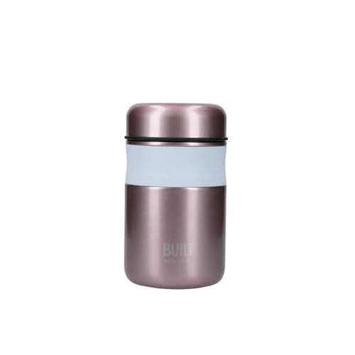 Image of Built Double Wall Insulated Food Flask for Hot and Cold Foods, BPA Free 18/8 Stainless Steel, Light Pink, Rose Pink, 490ml