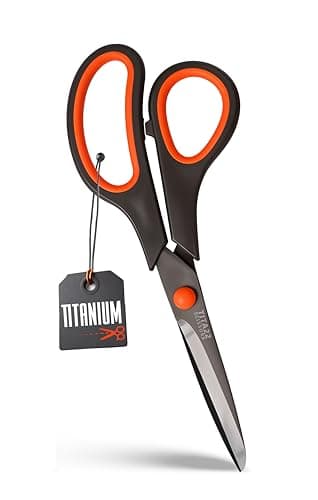 Image of Titanium Coated 8" Heavy Duty Scissors – TITA22™ Ultra Sharp, Rust-Resistant, Comfortable Handle, Multipurpose for Office, Home, School & Crafting Scissors (Pack of 1)