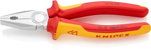 Image of KNIPEX Combination Pliers Chrome-Plated Insulated with Multi-Component Grips, VDE-Tested 200 mm, 03 06 200