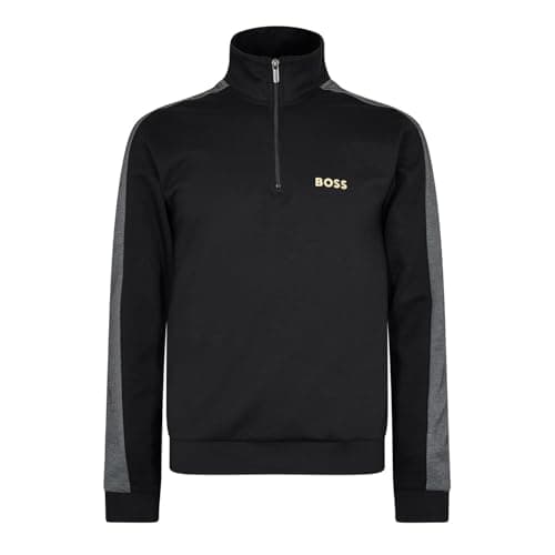 Image of BOSS Mens Tracksuit Quarter Jacket 10166548 Black/gold S