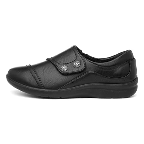 Image of Cushion Walk Rebecca Womens Black Easy Fasten Shoe - Size 6 UK - Black