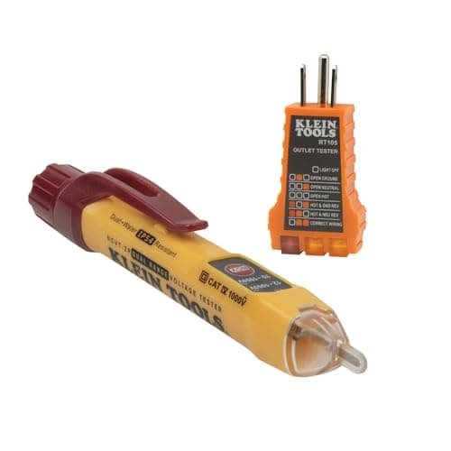 Image of Klein Tools NCVT2PKIT Non-Contact Voltage Tester with Outlet Tester, 12-48V AC or 48-1000V AC Dual Range for Broad Application