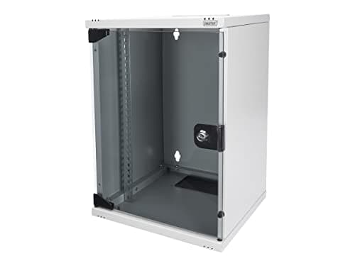 Image of DIGITUS 10-inch set - network cabinet 9U grey - shelf - socket strip - 8-port patch panel - 8-port Gigabit switch