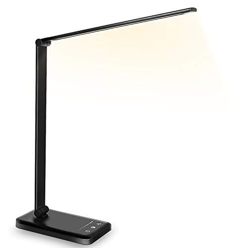 Image of SLATOR Desk lamp,Eye-caring Aluminium Dimmable Bedside lamp with USB Charging Port, 5 Light Modes x 10 Brightness Levels,Touch Control, for Home,Office,Bedroom,Reading,Work,Study, 5V, 1.2A