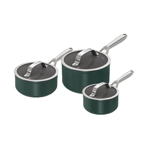 Image of Ninja ZEROSTICK Ceramic Pro 3-Piece Pan Set, Scratch Resistant, Made PTFE-Free, All Hob Compatible, Green CW33000UKGN