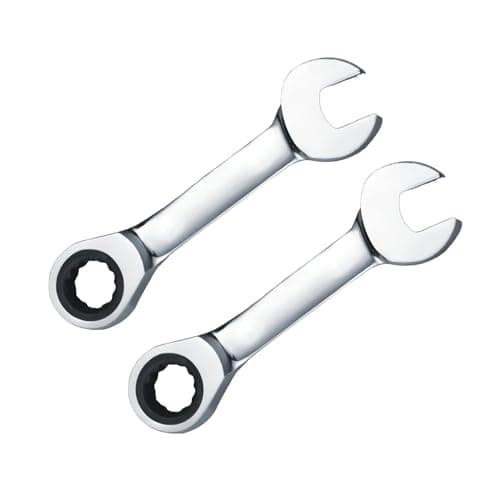 Image of Leliafleury 2Pcs 17mm Stubby Ratchet Spanner, Short Combination Ratcheting Wrench, Mini Open End Spanner, Small Metric Home Tools for Repair Bicycle