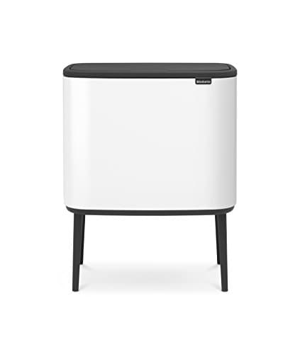Image of Brabantia Bo Touch Bin - 11 + 23L Inner Buckets (White) Waste/Recycling Kitchen Bin - Soft-touch