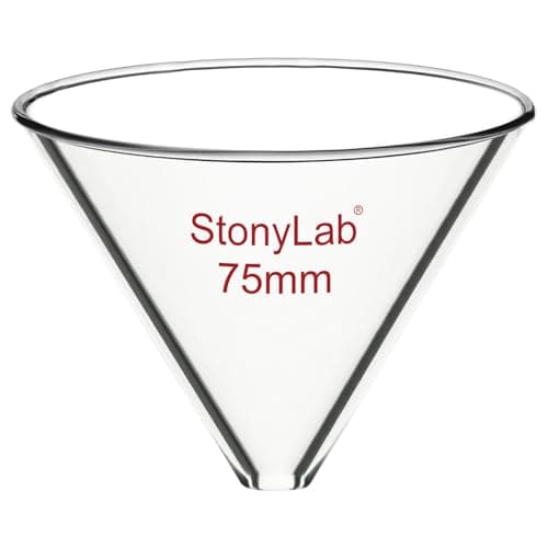 Image of stonylab Glass Funnel, Thickened Borosilicate Glass Stemless Funnel with 75 mm Inner Diameter for Lab Use