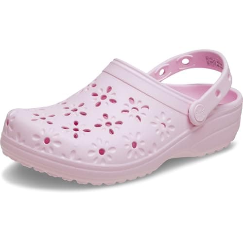 Image of Crocs Classic Floral Cut-Out Clog Pink Milk Size 6 UK Men/ 7 UK Women