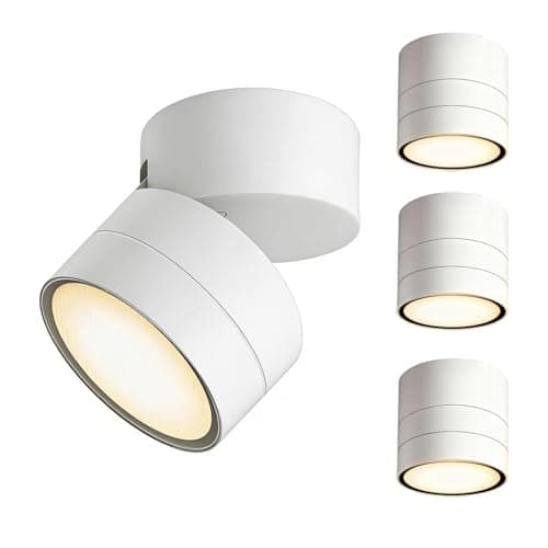 Image of EBION GX53 Ceiling Lights 4 Pack,IP65 Waterproof Ceiling Spotlights with 90° Swivel,Aluminium Surface-Mounted Downlights for Ceiling,Suitable for Living Room,Bedroom,Bathroom,Hallway,Balcony,White