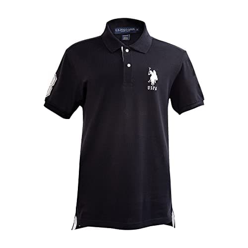 Image of U.S. Polo Assn. Men's Short-Sleeve Polo Shirt with Applique, Black/White, XXL