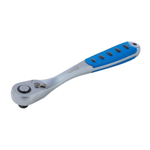 Image of KATSU Tools 1/2-Inch Square Drive 90 Teeth Quick Release Reversible Ratchet Socket Wrench, Soft Grip Handle, CR-V Steel, 260mm Length 423909