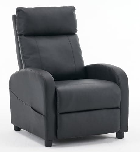 Image of Requena Recliner Armchair, PU Leather Sofa Lounge Seating with Adjustable Leg Rest and Reclining Functions for Living Room HQ-8256 Black