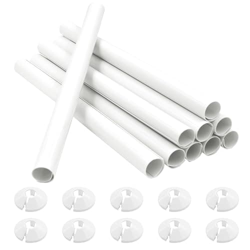 Image of 10 PCS Radiator Pipe Covers and Pipe Collars White 200mm x 15mm Pipe Snap On PVC Plastic Radiator Caps 15mm Pipe Covers Thickened Radiator Sleeves