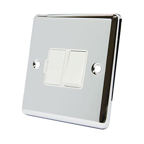 Image of AET CPCSFSWH 13 A Classical Chrome Polished Switched Fused Spur with White Insert Plastic Rocker Switch
