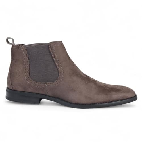 Image of Dolcetto Men's Grey Suede Chelsea Boots Real Leather Lined Slip-On