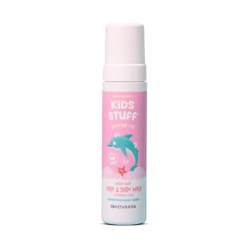 Image of Kids Stuff Pink Wacky Whip Foaming Hair & Body Wash with Strawberry Swirl Fragrance | Dermatologically Tested Kids Hair & Body Wash | Gently Cleanses Hair & Skin | Vegan | Cruelty Free | 200ml