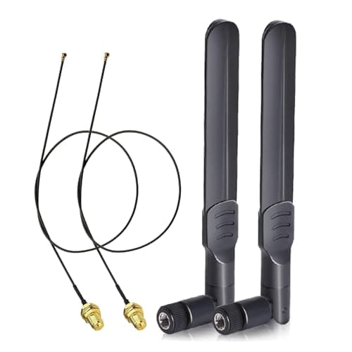 Image of Bingfu WiFi Antenna Aerial 2.4GHz 5GHz 5.8GHz 8dBi RP-SMA Male Antenna & 25cm U.FL IPX IPEX MHF4 to RP-SMA Female Extension Cable 2-Pack for M.2 NGFF Intel Wireless Network Card WiFi Adapter Laptop