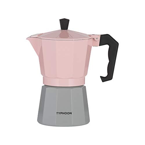 Image of Typhoon Cafe Concept Stovetop Espresso Maker | Hardwearing Aluminium presented in a Gift Box | Large 6 Cup Capacity | Pink & Grey, 300ml