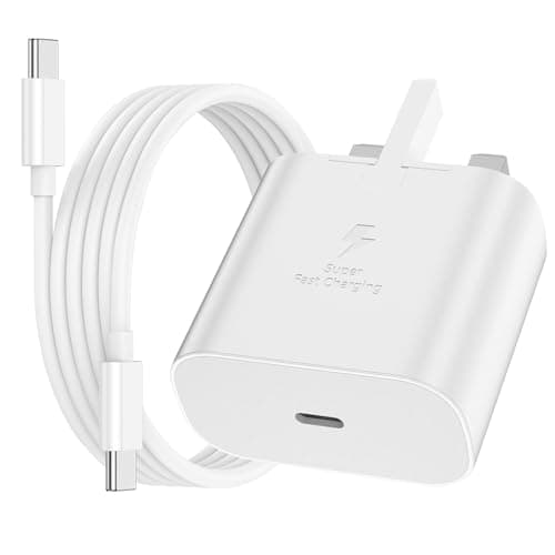 Image of Samsung Fast Charger Plug and Cable USB C 1M, Type C PD USBC Charging for Samsung Galaxy S26 S25 S24 S23 S22 S21 S20 A56 A55 A54 A53 A52 A32 A34 A33 A35 A36 A26 A25 A24 A23 A22 A17 A16 A15 A40 A70 A50