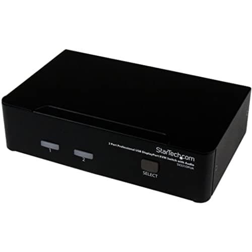 Image of StarTech.com 2 Port DisplayPort KVM Switch - 2560x1600 @60Hz - Dual Port DP USB, Keyboard, Video, Mouse Switch Box w/ Audio for Computers and Monitors (SV231DPUA)