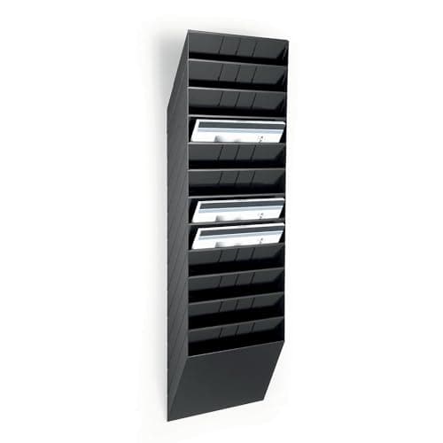 Image of Durable FLEXIBOXX 12 Literature Holder - A4 Landscape - Black - Wall Mounted Document Holder - Perfect For Flyers, Brochures, Magazines, etc