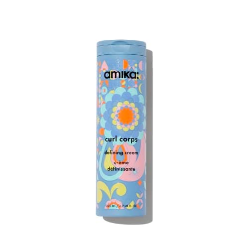 Image of amika curl corps curl cream - moisturising + defining hair styling cream for coils + waves - made with oat peptide + sea buckthorn - lightweight, touchable curly hair products (200 ml)