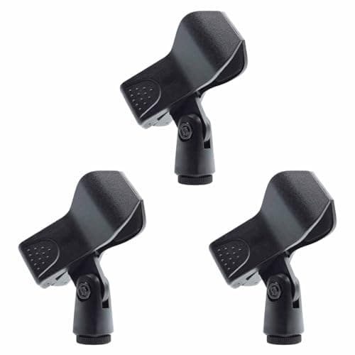 Image of 3 PCS Universal Microphone Clip Mic Holder, Mic Clip, Microphone Clip, Mic Holder, Microphone Holder, 3/8" Female Thread Screw Adapter for Microphones, Clamping range 25 to 46 mm (Black)