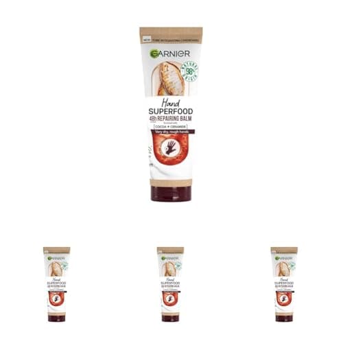 Image of Garnier Hand Cream, Repairing Hand Cream, with Ceramide, for Extra Dry, Rough Hands, Vegan Formula, 75ml (Pack of 4)
