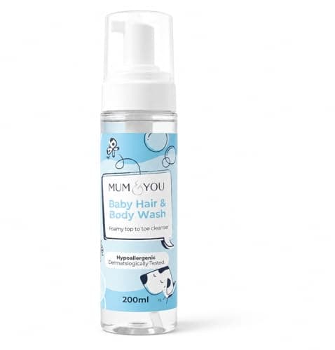Image of Mum & You Baby Hair and Body Wash - 250ml Hypoallergenic 2-in-1 Shampoo and Body Wash for Newborns and Sensitive Skin | Tear-Free, Dermatologically Tested, Vegan | Baby Shampoo, Baby Body Wash