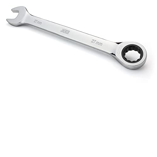 Image of Jaeger 27 mm Ratchet Combination Spanner with 113 Tooth Ratcheting Precision and Hardened, Polished Steel for Projects with Metric Tight Spaces