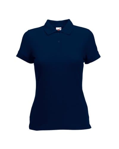 Image of FRUIT OF THE LOOM LADY FIT PIQUE POLO SHIRT - (S-XXL) 9 COLOURS (XL - 38" - SIZE 16, DEEP NAVY BLUE)