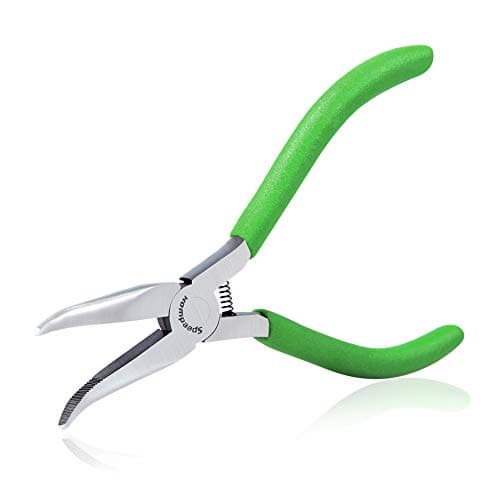 Image of SPEEDWOX Mini Bent Nose Pliers - 4.5" Jewelry Making Pliers with Curved, Serrated Jaws for Precise Beading & Crafting