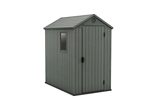 Image of Keter Darwin 4 x 6 cm Wood Effect Finish Sage Green Garden Shed, 2 m², 125.8 x 184.5 x 205 H cm