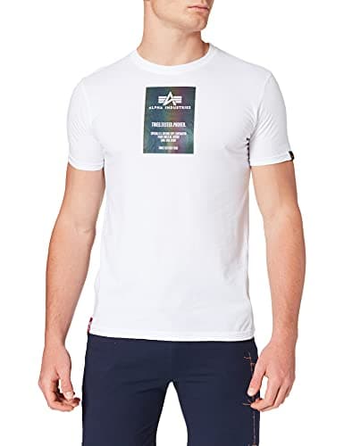 Image of Alpha Industries Rainbow Reflective Label T-Shirt for Men, White, 3 XL