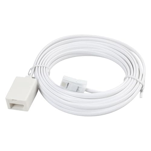 Image of 1 Pcs 5 Meter BT Telephone Extension Cable, Male to Female Phone Line Extension Cord for UK Landline, Straight Through Phone Cable for Landline Home Office Fax Modem Extender, White 6P4C