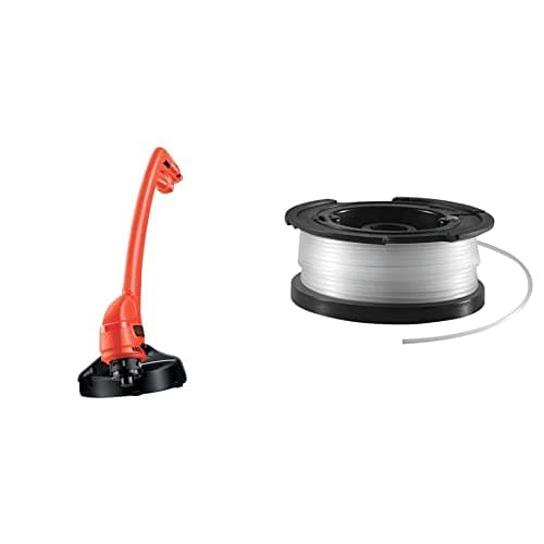Image of BLACK+DECKER GL250-GB Grass Trimmer with 23 cm Swathe and Bump Feed Line System, 250 W, Orange & Spool and Line 10 m for Reflex Strimmer Nylon Wire 1.6 mm Diameter Transparent and Resistant A6481-XJ