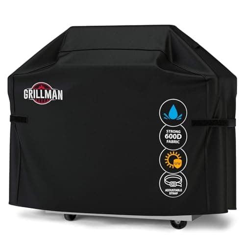 Image of Grillman Grill Barbecue Covers, Heavy Duty Gas BBQ Cover for Weber, Brinkmann, Char Broil, Outback and more. Rip-Proof, UV, Waterproof BBQ Covers (132 L x 66 W x 109 H cm, Black)