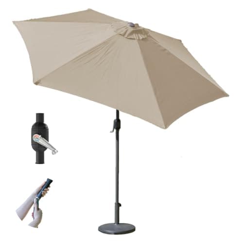 Image of GardenKraft 14630 2.7m Outdoor Garden Parasol/Tilt & Crank Mechanism / 6 Steel Ribs/UV 30 Protection/Durable Polyester Material/Beige Colour