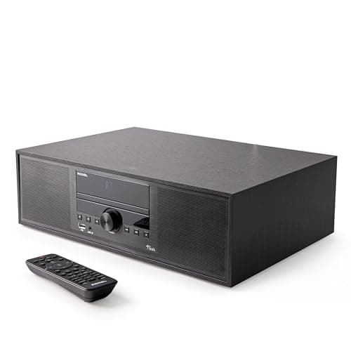 Image of Roxel Noir All-In-One Micro Hi-Fi System and DAB Radio, Compact, CD Player with FM and DAB+ Digital Radio, Wireless BT, USB, MP3, AUX in, Stereo speakers, Remote Control Included