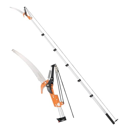Image of VonHaus Telescopic Tree Pruner & Lopper 2 in 1 – Long Reach 5.3m Cutter, Retractable & Extendable Pole Saw for Branches – Lightweight Aluminium Pole, Steel Blade – Blade Cover Included