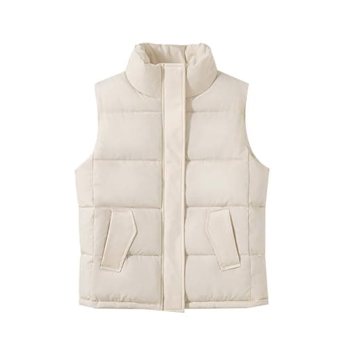 Image of Cream Gilet For Women Uk Down Running Quilted Womens Warm Winter Coats Gillett Ladies Outerwear Riding Woman Body Warmers Lady Sleeveless Lightweight Padded Collarless Bodywarmer White M