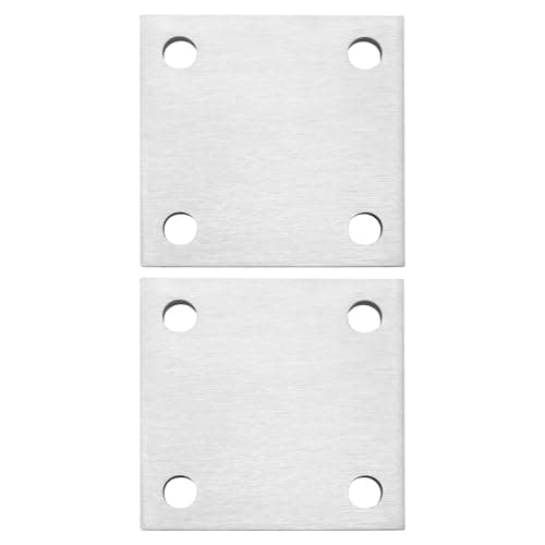 Image of SG Store 2Pcs 304 Stainless Steel Anchor Plate 100 x 100 x 6mm 240 Ground Grain Stainless Steel Plates Stainless Steel Metal Sheets