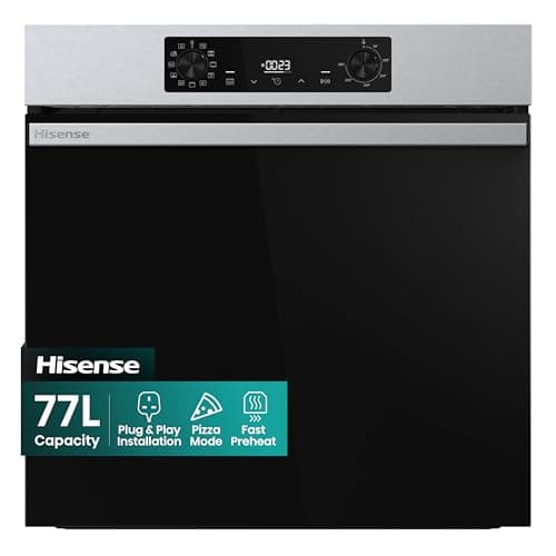 Image of Hisense BI622AXPGUK - Built-in 77L Electric Single Oven - Stainless Steel with Even Bake, 300°C Pizza Mode, Frozen Food Mode, Steam Clean - A Rated, Extra Large